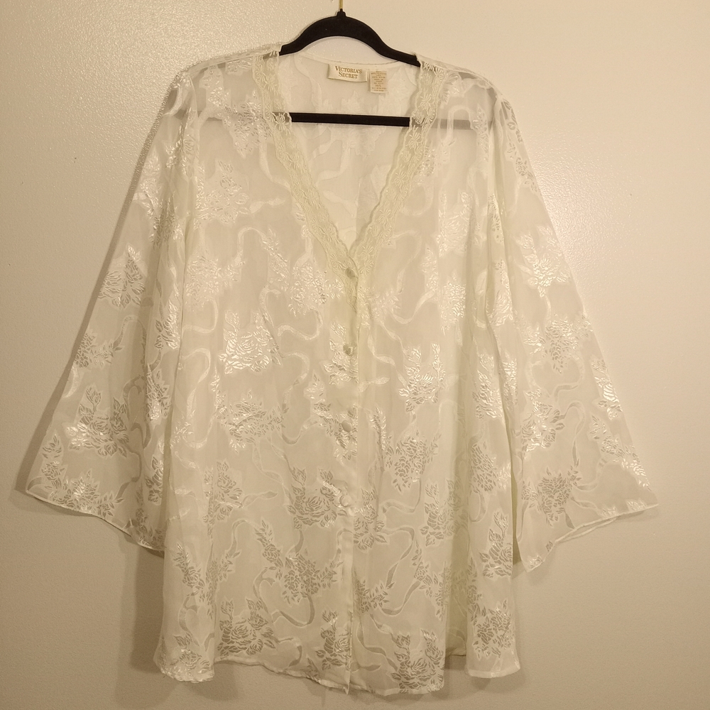Vintage Victoria's Secret Gold Label Cream Lace Pajama Top